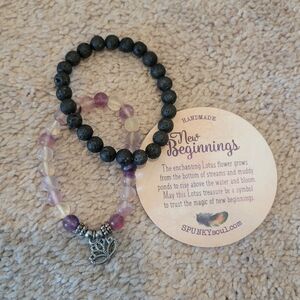 Purple Fluorite Lotus Bracelet